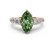 Marquise Graduated Side Stone Engagement Ring Setting for a Fancy Green Lab-Grown Diamond | Flat Top Band | Rose Gold