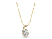 Oval Lab-Grown Diamond Swirl Pendant Necklace | Graduated Accent Row | Yellow Gold