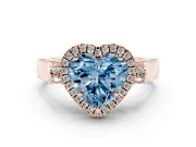 Heart-Shaped Halo Engagement Ring Setting for a Fancy Blue Lab-Grown Diamond | Pointed Pave Shoulders | Rose Gold