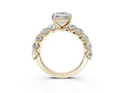 Princess Cut Side Stone Engagement Ring Setting | Scalloped Prong Accents | Yellow Gold