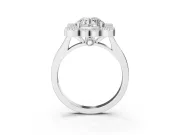 Round Vintage Milgrain Bezel Cluster Halo Engagement Ring Setting | Plain Band | White Gold