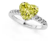 Heart-Shaped Hidden Halo Engagement Ring Setting for a Fancy Yellow Lab-Grown Diamond | Sterling Silver