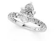 Pear-Shaped Pavé Solitaire Engagement Ring Setting | Shared Prong Band | Platinum