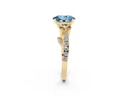Oval Leaf Pavé Engagement Ring Setting for a Fancy Blue Lab-Grown Diamond | Yellow Gold
