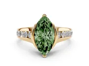 Marquise Half Bezel Engagement Ring Setting for a Fancy Green Lab-Grown Diamond | Yellow Gold