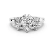 Pear-Shaped Three Stone Engagement Ring Setting | Matching Side Stones | Sterling Silver
