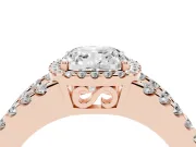 Cushion Cut Halo Split Shank Engagement Ring Setting | Pavé Strands | Rose Gold