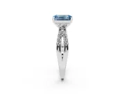 Emerald Cut Three Stone Engagement Ring Setting for a Fancy Blue Lab-Grown Diamond | Sterling Silver