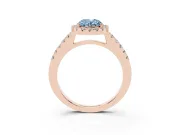 Oval Halo Engagement Ring Setting for a Fancy Blue Lab-Grown Diamond | Single Row Pavé Band | Rose Gold