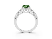 Princess Cut Floral Pavé Engagement Ring Setting for a Fancy Green Lab-Grown Diamond | Petal Accents | Sterling Silver