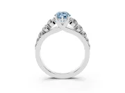 Marquise Graduated Side Stone Engagement Ring Setting for a Fancy Blue Lab-Grown Diamond | Flat Top Band | Platinum