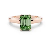 Emerald Cut Solitaire Engagement Ring Setting for a Fancy Green Lab-Grown Diamond | Flat Tab Prongs | Rose Gold
