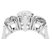 Pear-Shaped Three Stone Engagement Ring Setting | Round Side Stones and Open Baskets | Platinum