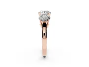 Round Three Stone Engagement Ring Setting | Large Side Stones | Rose Gold