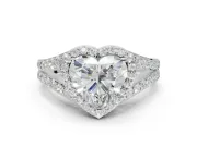 Heart-Shaped Halo Pavé Engagement Ring Setting | Narrow Split Shank | Platinum