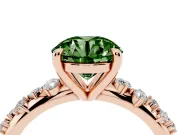Round Graduated Accent Engagement Ring Setting for a Fancy Green Lab-Grown Diamond | Rose Gold