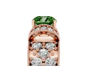 Cushion Cut Vintage Pave Engagement Ring Setting for a Fancy Green Lab-Grown Diamond | Milgrain Edges | Rose Gold