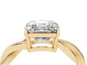 Asscher Cut Diamond Solitaire Twisted Pavé Ring Set in Yellow gold with Prong Setting