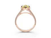 Marquise Hidden Halo Engagement Ring Setting for a Fancy Yellow Lab-Grown Diamond | Triple Row Pavé Band | Rose Gold