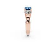 Cushion Cut Three Stone Engagement Ring Setting for a Fancy Blue Lab-Grown Diamond | Wide Plain Band | Rose Gold