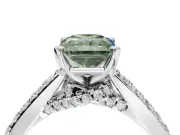 Radiant Cut Pavé Solitaire Engagement Ring Setting for a Fancy Green Lab-Grown Diamond | Crossover Gallery | Platinum