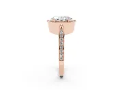 Oval Vintage Milgrain Halo Engagement Ring Setting | Side Stones and Pave | Rose Gold