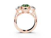 Round Engagement Ring Setting for a Fancy Green Lab-Grown Diamond | Three Stone | Rose Gold