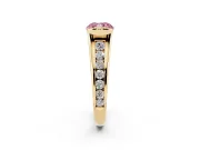 Cushion Cut Half Bezel Engagement Ring Setting for a Fancy Pink Lab-Grown Diamond | Yellow Gold