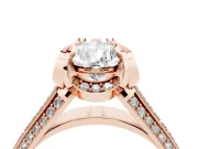 Pear Cut Diamond Pavé Split Shank Solitaire Ring Set in Rose gold with Prong Setting