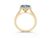 Princess Cut Halo Engagement Ring Setting for a Fancy Blue Lab-Grown Diamond | Plain Polished Band | Yellow Gold