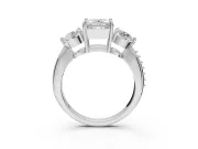 Princess Cut Three Stone Engagement Ring Setting | Tapered Pave Band | White Gold