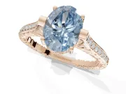 Oval Vintage Cathedral Engagement Ring Setting for a Fancy Blue Lab-Grown Diamond | Carved Band | Rose Gold