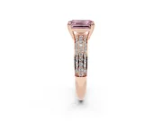 Emerald Cut Three Row Pave Engagement Ring Setting for a Fancy Pink Lab-Grown Diamond | Rose Gold
