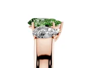 Pear-Shaped 3 Stone Engagement Ring Setting for a Fancy Green Lab-Grown Diamond | Rose Gold