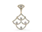 Round Lab-Grown Diamond Pavé Openwork Fan Pendant Necklace | Scalloped Arches | Yellow Gold
