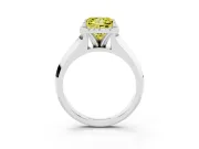 Fancy Yellow Princess Cut Diamond Halo Ring Set in White gold with Cathedral Band and Prong Setting