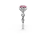 Radiant Cut Milgrain Halo Engagement Ring Setting for a Fancy Pink Lab-Grown Diamond | Graduated Shoulders | Platinum