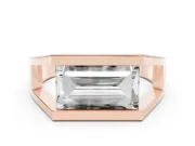 Baguette East-West Geometric Solitaire Engagement Ring Setting | Open Sides | Rose Gold