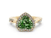 Heart-Shaped Twisted Halo Engagement Ring Setting for a Fancy Green Lab-Grown Diamond | Yellow Gold
