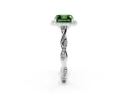 Asscher Cut Twist Halo Engagement Ring Setting for a Fancy Green Lab-Grown Diamond | Platinum