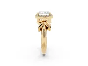 Radiant Cut Floral Halo Engagement Ring Setting | Leaf Shoulders | Yellow Gold