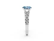 Oval Graduated Side Stone Engagement Ring Setting for a Fancy Blue Lab-Grown Diamond | Flat Top Band | Platinum