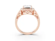 Asscher Cut Vintage Halo Engagement Ring Setting | Channel-Set Split Shank | Rose Gold