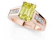 Emerald Cut Channel-Set Engagement Ring Setting for a Fancy Yellow Lab-Grown Diamond | Rose Gold
