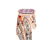 Emerald Cut Bypass Hidden Halo Engagement Ring Setting for a Fancy Pink Lab-Grown Diamond | Graduated Pavé | Rose Gold