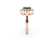 Emerald Cut Scalloped Cluster Halo Engagement Ring Setting for a Fancy Green Lab-Grown Diamond | Plain Band | Rose Gold