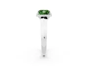 Fancy Green Princess Cut Diamond Halo Ring Set in White gold with Cathedral Band and Prong Setting
