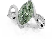 Marquise Bypass Solitaire Engagement Ring Setting for a Fancy Green Lab-Grown Diamond | Pavé Strands | Platinum