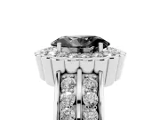 Oval Scalloped Halo Engagement Ring Setting for a Black Center | Double Row Band | Sterling Silver