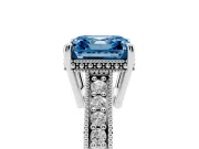 Asscher Cut Engraved Engagement Ring Setting for a Fancy Blue Lab-Grown Diamond | White Gold
